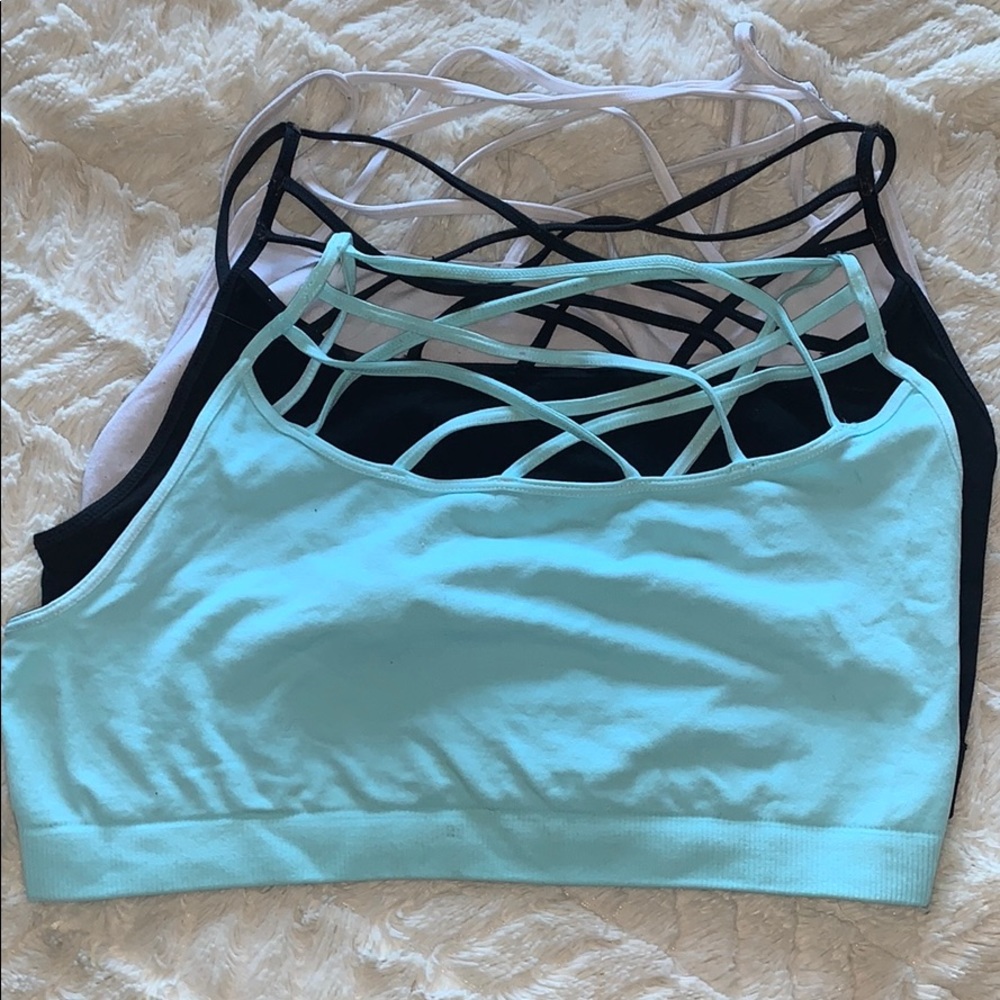 Set of three strappy bralettes